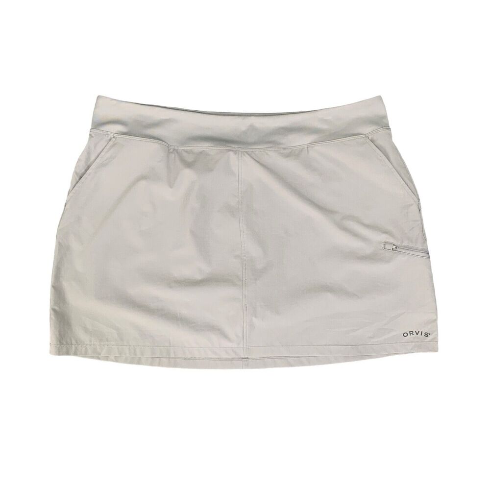 Orvis Skort Womens XXL 2XL Grey Built In Short Elastic Waist Slash Pocket Mini